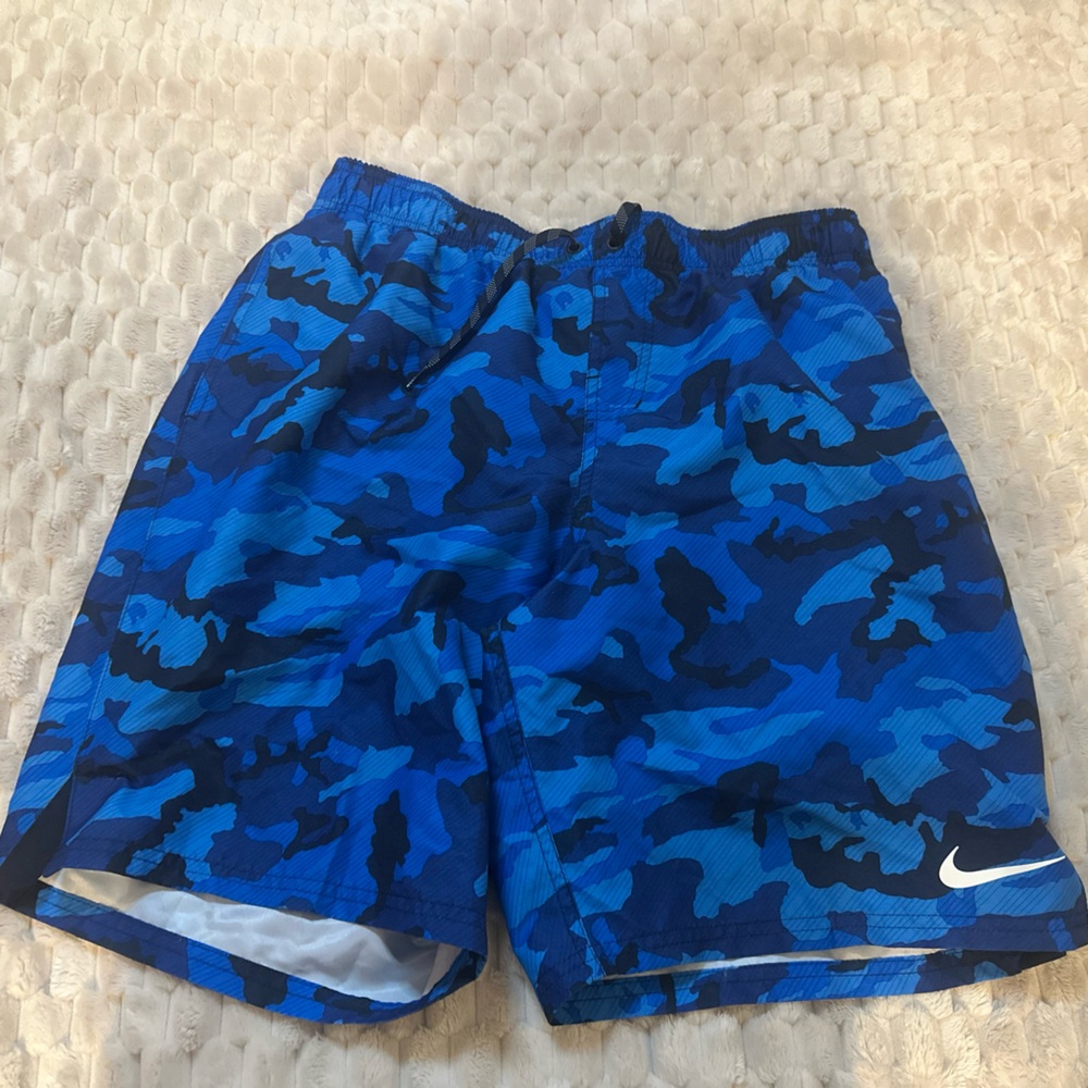 🔥🏊‍♂️🏝️🏄🌊 Nike  Blue Camo Swim Trunks / Shorts Men's LARGE